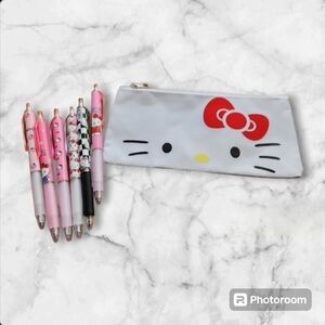 Hello Kitty NEW Bundled Deal! 1 Pack of Pens & 1 Canvas Pencil Bag Case!…